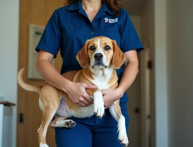 Technician respectfully transporting a deceased dog in Dandenong